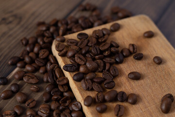 Close up of brown coffee beans