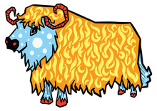 Retro Highland Cow Bull Cartoon Illustration