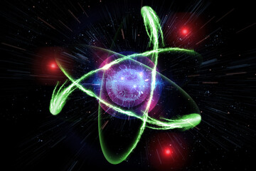 Wall Mural - atomic particle 3d illustration