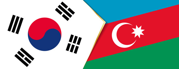 Wall Mural - South Korea and Azerbaijan flags, two vector flags.