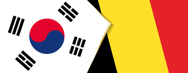 South Korea and Belgium flags, two vector flags.