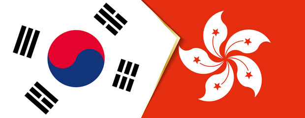 Wall Mural - South Korea and Hong Kong flags, two vector flags.