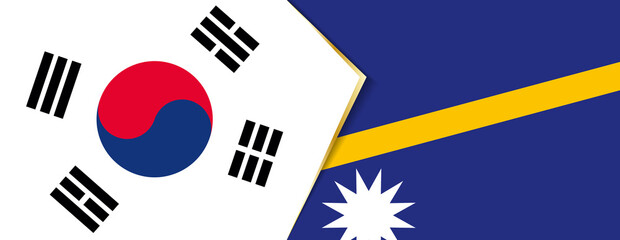 Wall Mural - South Korea and Nauru flags, two vector flags.