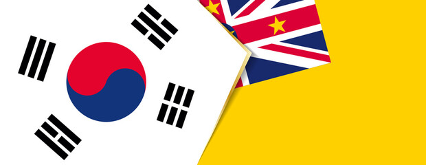 Wall Mural - South Korea and Niue flags, two vector flags.