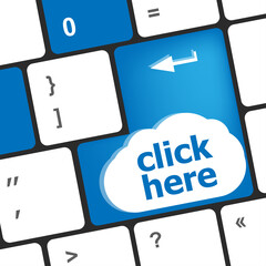 Aufkleber - Keyboard with click here button, internet concept