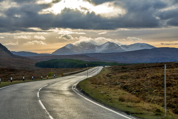 Road photographed in Scotland, in Europe. Picture made in 2019.