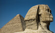 Great Sphinx of Giza with Great Pyramid of Pharaoh Khufu, Giza, Cairo (Egypt)