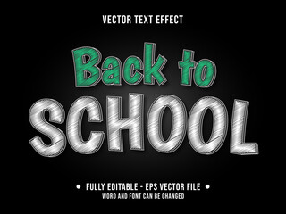 Editable text effect - back to school chalk effect white and green color gradient modern style