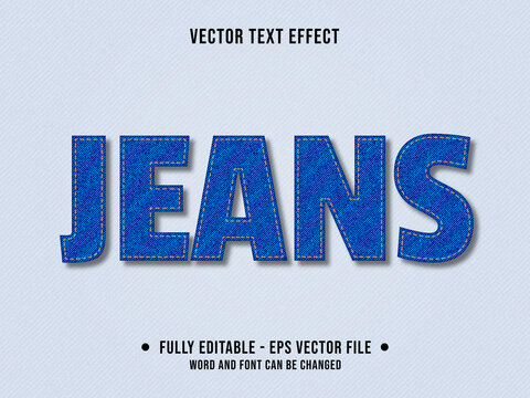 Editable text effect - Jeans denim textured blue color modern style