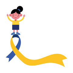 Wall Mural - girl in syndrome down ribbon campaign icon