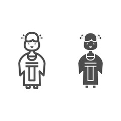 Aufkleber - Chinese lady line and solid icon, chinese mid autumn festival concept, woman in traditional costume sign on white background, girl from china icon in outline style for web design. Vector graphics.