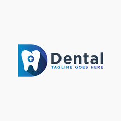 Sticker - modern dental health logo letter D