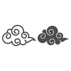 Poster - Cloud line and solid icon, weather forecast concept, overcast sign on white background, cloudy sky icon in outline style for mobile concept and web design. Vector graphics.