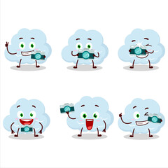 Poster - Photographer profession emoticon with blue cloud cartoon character