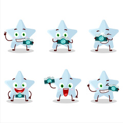 Sticker - Photographer profession emoticon with blue star cartoon character