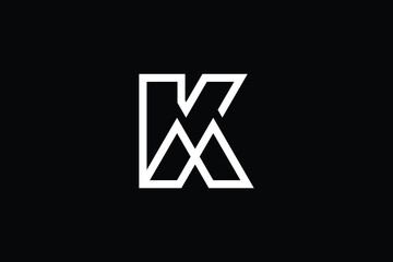Poster - KM logo letter design on luxury background. MK logo monogram initials letter concept. KM icon logo design. MK elegant and Professional letter icon design on black background. M K MK KM