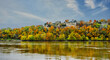 Beautiful view of Missouri River bluffs in the fall; observation deck on top; Missouri, Midwest