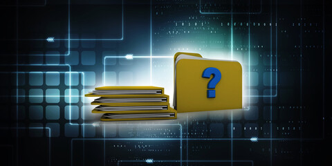 Poster - 3d rendering file folder with question symbol
