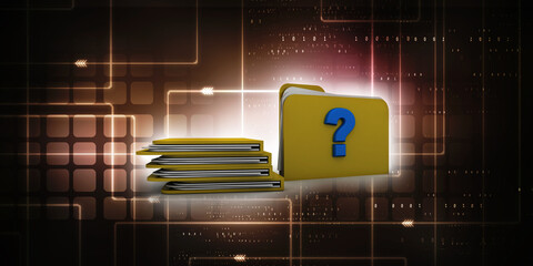 Poster - 3d rendering file folder with question symbol
