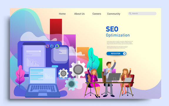 Social media marketing landing page template. Modern flat design concept of web page design for website and mobile website. Vector illustration