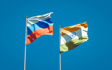 Beautiful national state flags of Russia and India.