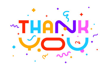 Canvas Print - thank you. banner, poster and sticker concept, geometric memphis style with text thank you. greeting