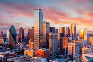 Dallas city downtown skyline cityscape of Texas USA