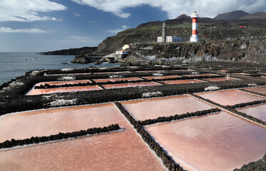 Sticker - Salt evaporation ponds in front of Faro de Fuencaliente (Canary Islands)