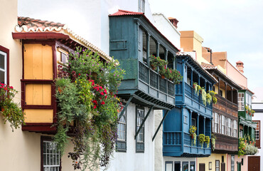 Sticker - Santa Cruz de la Palma - wooden balconies (La Palma, Canary Islands)