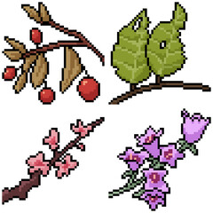 Sticker - pixel art set isolated plant brunch