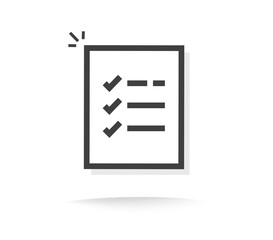 Fototapete - To do check list icon line outline stroke art vector, paper document with examining test results checklist idea, illustrated check marks ticks as complete survey form symbol