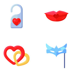 Wall Mural - 
Valentine Party Flat Icons Pack 
