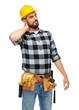 © Syda Productions - profession, construction and building - male worker or builder in helmet with neck pain over white background
