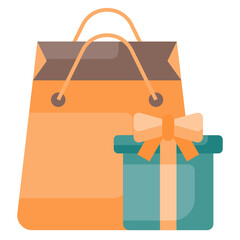 Shopping bag and gift boxicon desig fat style