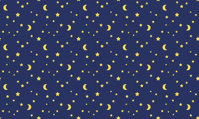 Canvas Print - Night Sky Pattern - Endless Starry Sky Vector Decoration