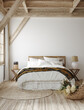 Country style bedroom interior, 3d render