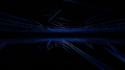 Poster - Abstract 3d render, dark futuristic background, network concept, seamless looped 4k animation