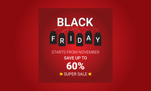 Black Friday Super Sale Realistic Background Vector Illustration