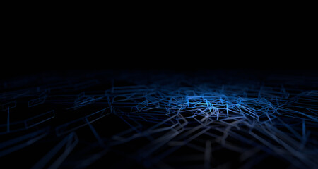 Poster - Abstract 3d render, futuristic background design, network concept