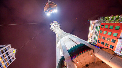 Wall Mural - AUCKLAND, NZ - AUGUST 26, 2018: Sky Tower and Auckland buildings at night