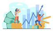 © PCH.Vector - Happy children investing and earning money. Kid, growth, coin flat vector illustration. Investment and finance concept for banner, website design or landing web page