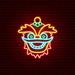 Wall Mural - Chinese Mask Neon Sign