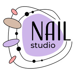 Wall Mural - Nail studio emblem with color designs samples