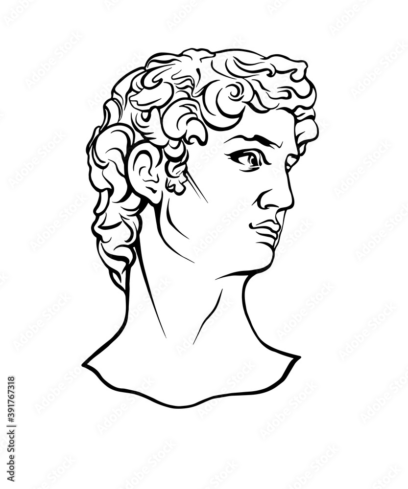 art head of David Michelangelo Stock Vector | Adobe Stock, image size:833x1000