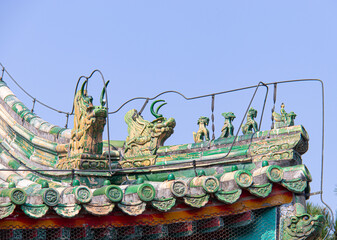 Poster - Statues sur un toit de la Cité Interdite à Pékin, Chine	