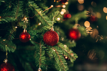 Wall Mural - beautiful and decorated christmas tree. christmas mood. great photo for greeting cards