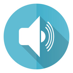 Aufkleber - Volume vector icon, flat design blue round web button isolated on white background