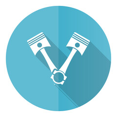 Poster - Pistons blue vector icon, flat design illustration in eps 10