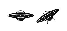 Flying Saucer Logo. Isolated Flying Saucer On White Background