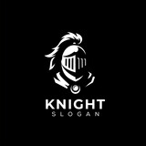 Fototapeta Zachód słońca - knight helmet armor logo design